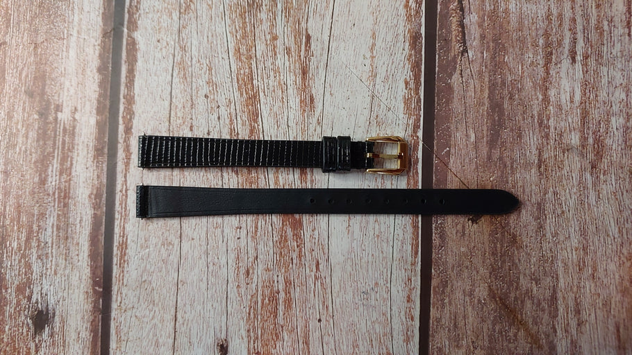 Black Full Grain Lizard Custom Leather Strap