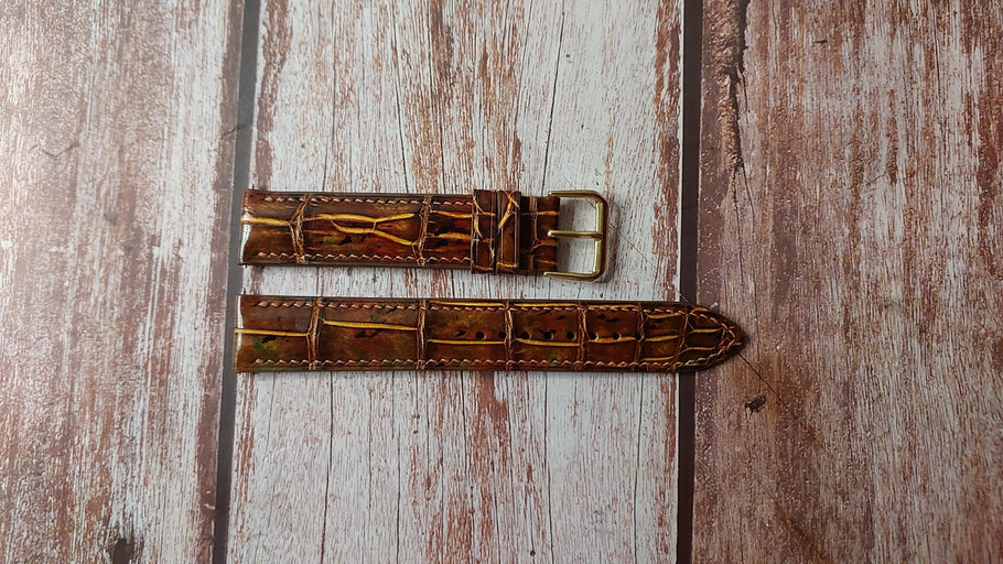 Mixing Dye Full Grain Crocodile Custom Leather Strap