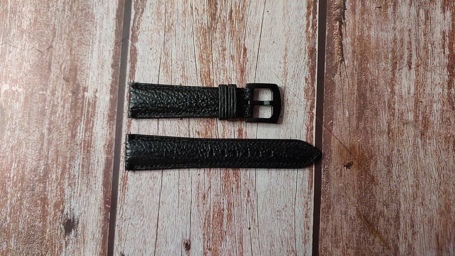 Black Full Grain Sharkskin Custom Leather Strap