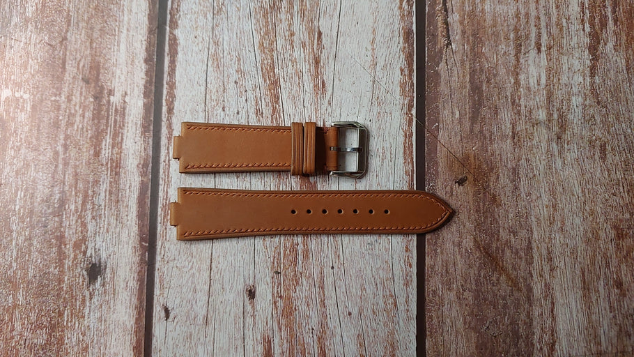 Brown Barenia Leather Custom Notched Strap For Omega Seamaster Cosmic Watch