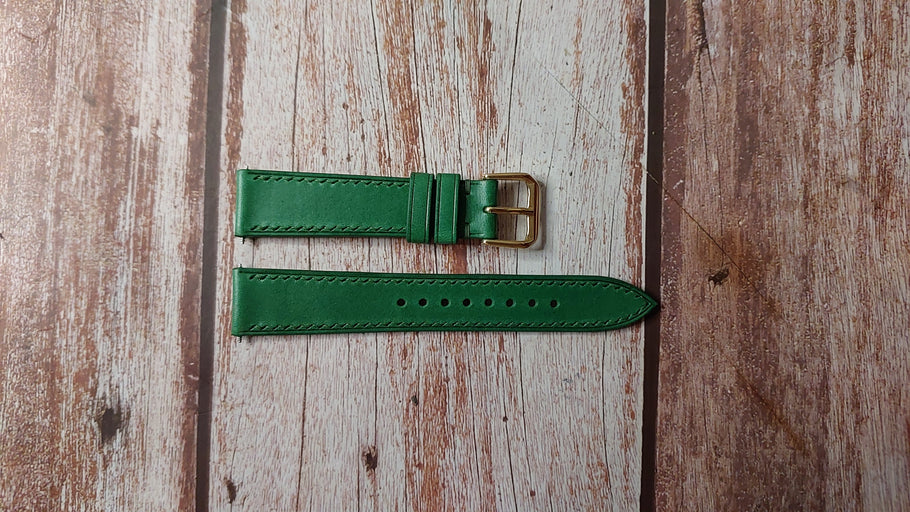 Green Italian Veg Tanned Buttero Box Custom Leather Strap For Michael Kors Watch