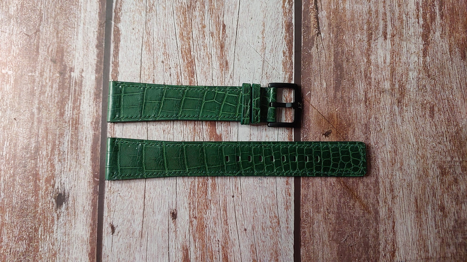 Green Full Grain Crocodile Custom Leather Strap