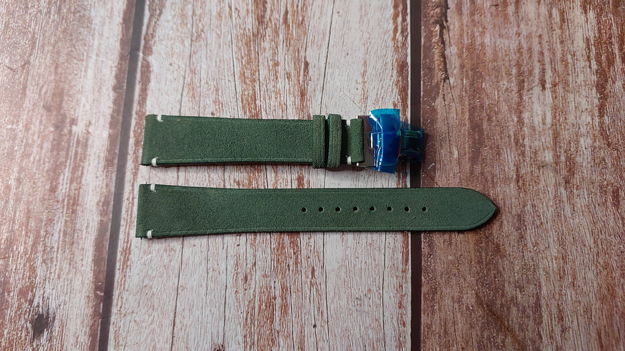 Green Suede Leather Strap For Rado Captain Cook Watch