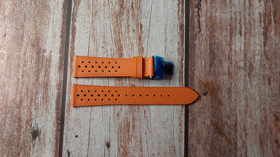 Orange Epsom Custom Racing/ Rally Strap For Patek 5167 Watch