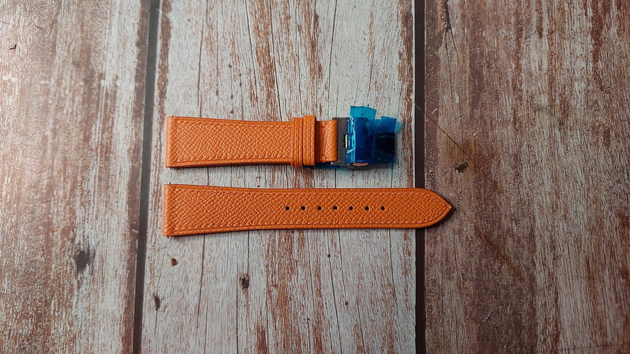 Orange Epsom Custom Leather Strap For Rolex Explorer 2 RE 226570 Watch