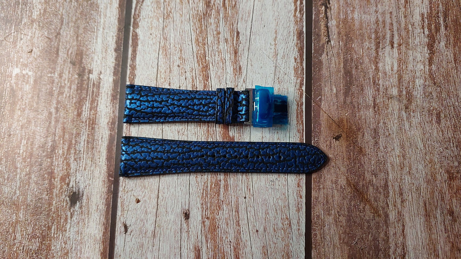 Blue Full Grain Shark Skin Leather Strap