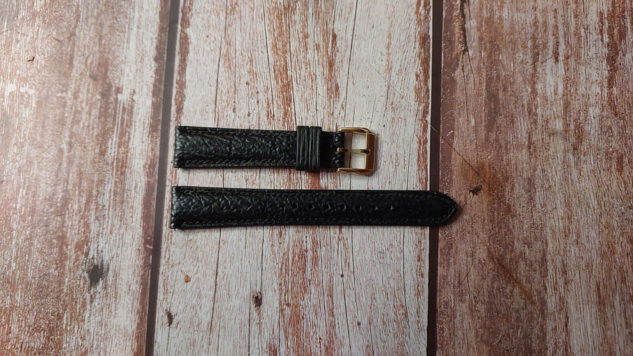 Black Full Grain Sharkskin Custom Leather Strap