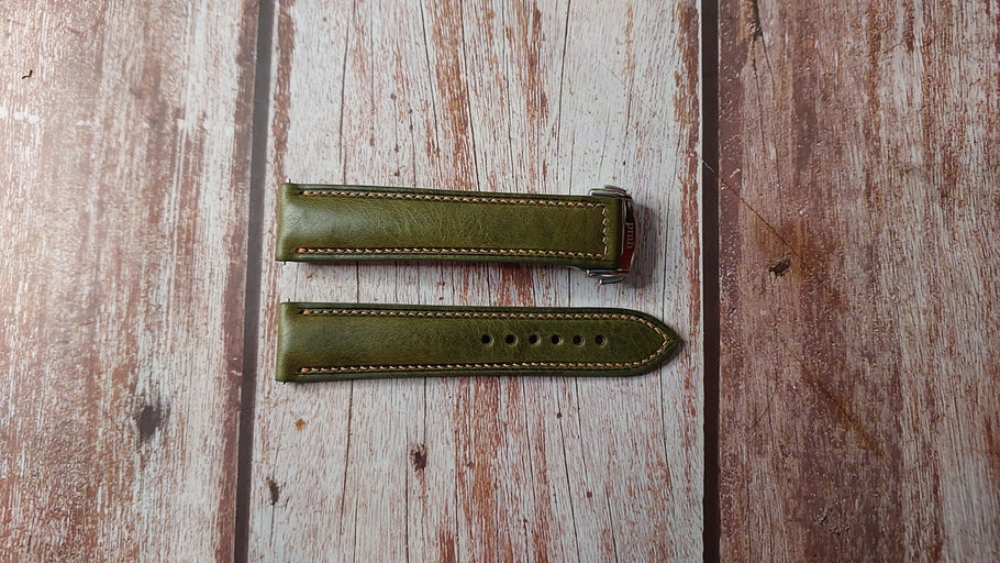 Olive Green Badalassi Wax Custom Leather Strap