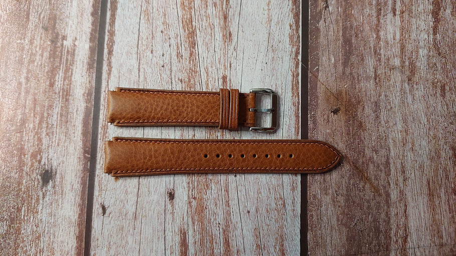 Brown Minerva Box Leather Custom Notched Strap For Fossil Everett Automatic Watch