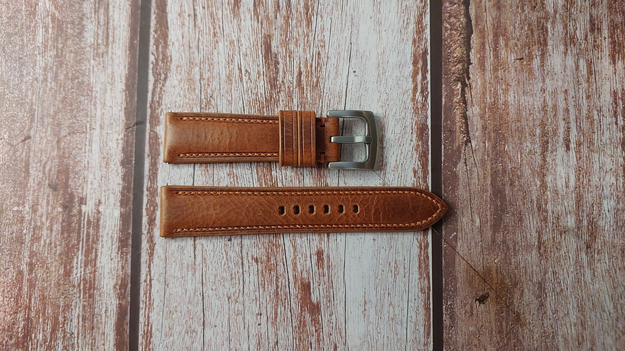 Cognac Badalassi Wax Custom Leather Strap For Rolex Oyster Perpetual Watch