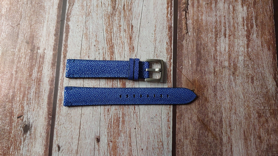 Blue Full Grain Stingray Custom Leather Strap For Omega CK2998 Blue Dial Watch