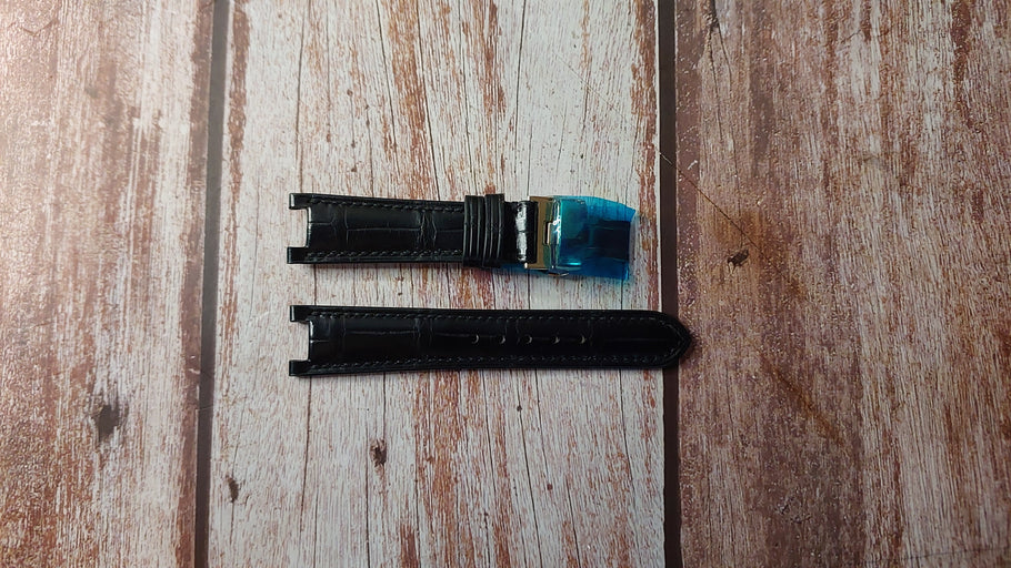 Black Crocodile Leather Custom Notched Strap