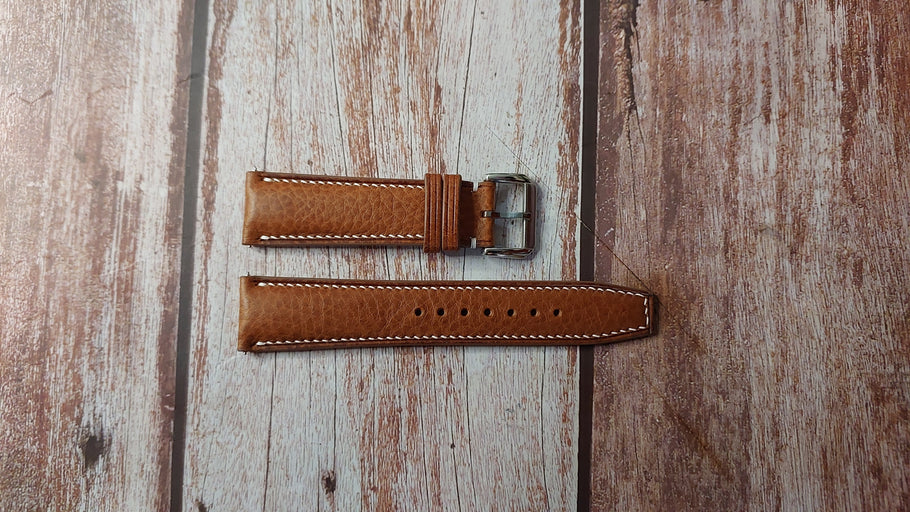 Brown Italian Veg Tanned Minerva Box Custom Leather Strap For Citizen Eco Drive Tachmeter Watch