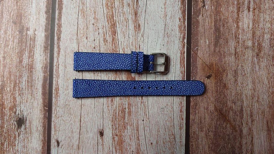 Blue Full Grain Stingray Custom Leather Strap For Omega Watch