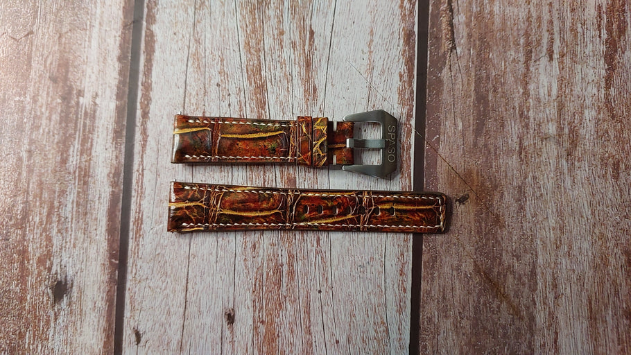 Mixing Dye Full Grain Crocodile Custom Leather Strap