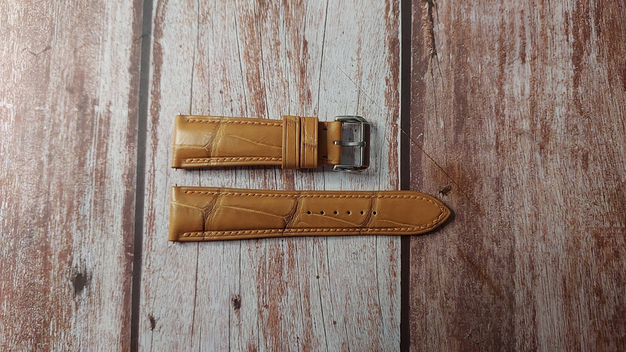 Light Brown Full Grain Crocodile Custom Leather Strap