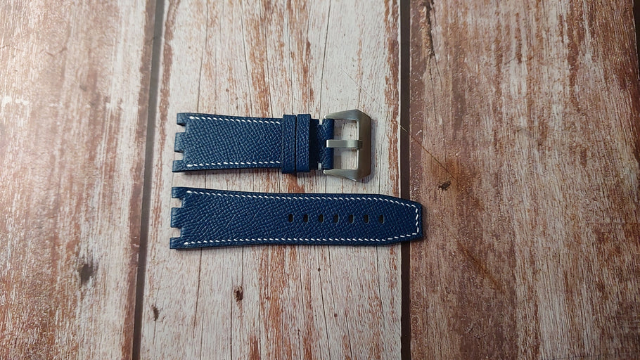 Navy Epsom Leather Custom Multi Notched Strap