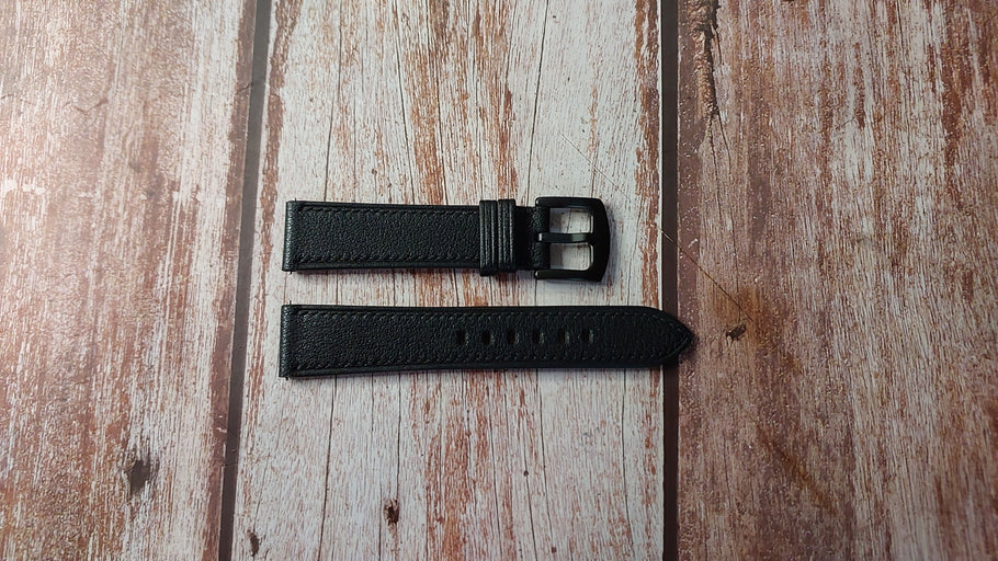 Black Alran Goat Custom Leather Strap For Timex Waterbury GMT Watch