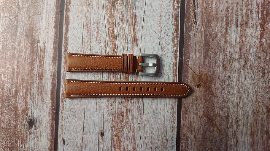 Brown Italian Veg Tanned Minerva Box Custom Leather Strap For Stowa Fliger Classic 36 ETA 2824-2 Watch