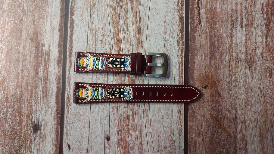 The Totem Pole Engraved Custom Leather Strap For Rolex 1655 Watch