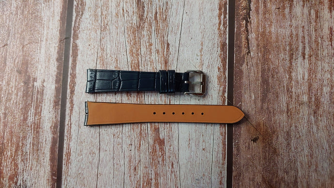 Navy Crocodile Leather Custom Curved End Watch Strap For Ulysse Nardin Jade 33 mm Face Watch