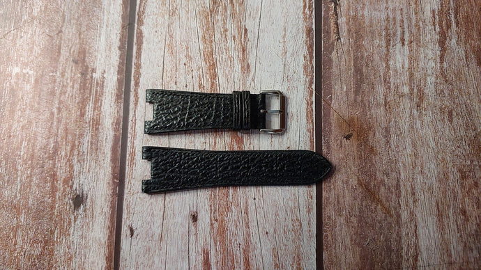 Black Shark Skin Leather Custom Notched Strap For Oris TT3 Watch