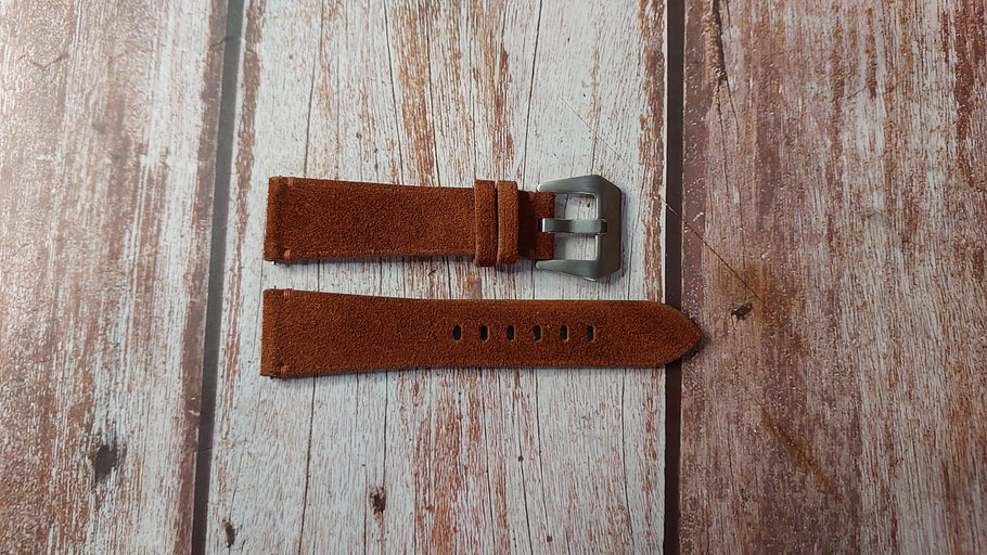 Dark Brown Suede Leather Strap For Panerai Watch