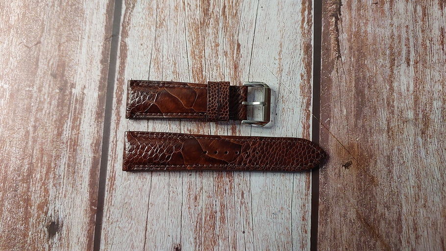 Dark Brown Full Grain Ostrich Leg Custom Leather Strap