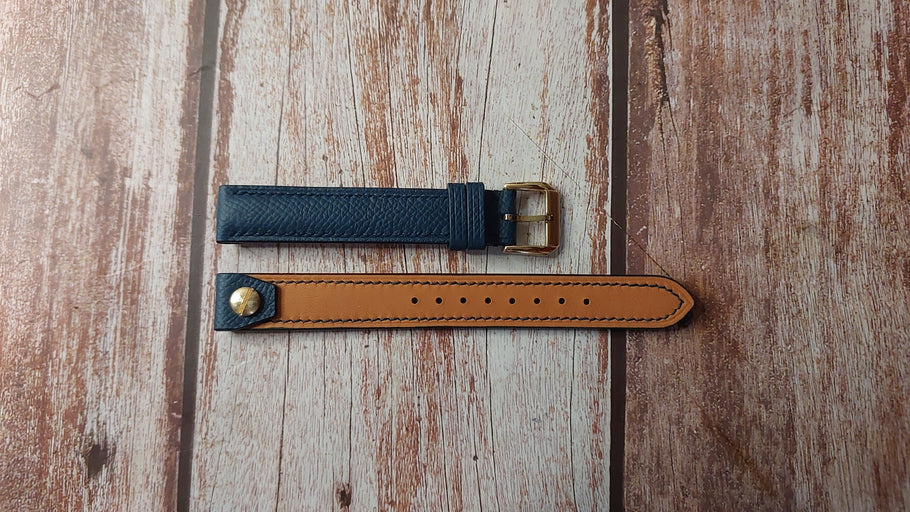 Navy Epsom Leather Custom Open Ended Strap For 1930 Rolex Prince Doctors Watch