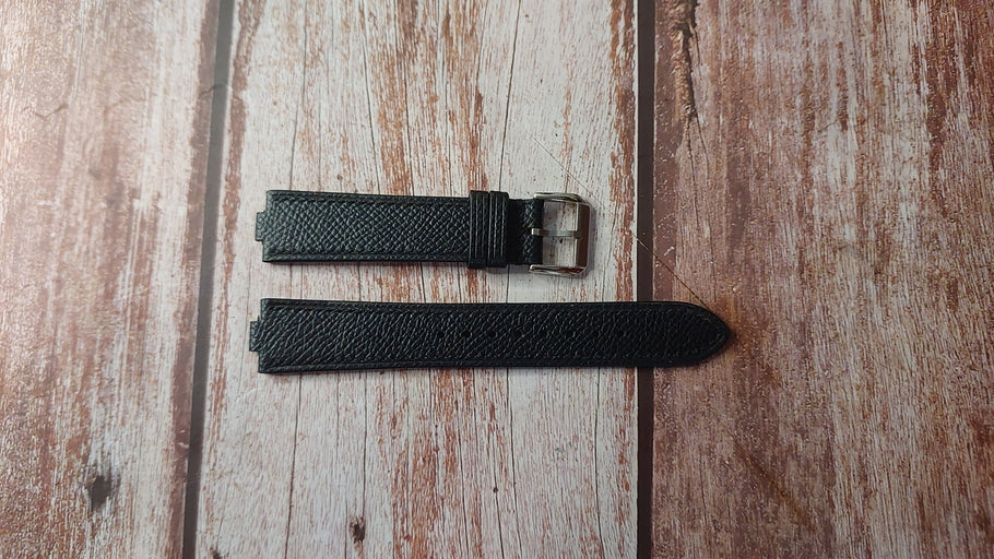 Black Epsom Leather Custom Notched Strap For Omega Seamaster Polaris Watch