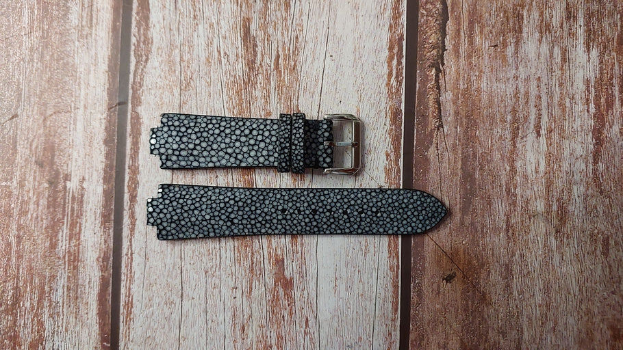 Black Stingray Leather Custom Notched Strap