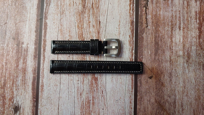 Black Full Grain Crocodile Custom Leather Strap For Hamilton Watch