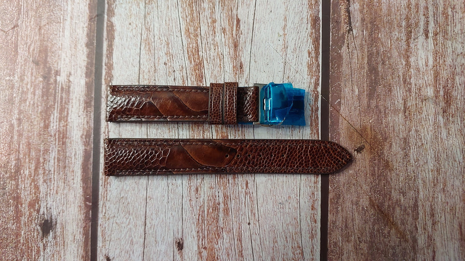 Dark Brown Full Grain Ostrich Leg Custom Leather Strap