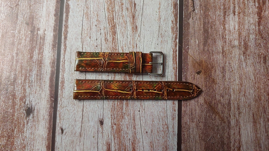 Mixing Dye Full Grain Crocodile Custom Leather Strap