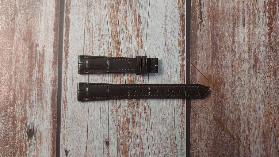 Brown Full Grain Crocodile Custom Leather Strap For 1950's Jaeger LeCoultre Watch