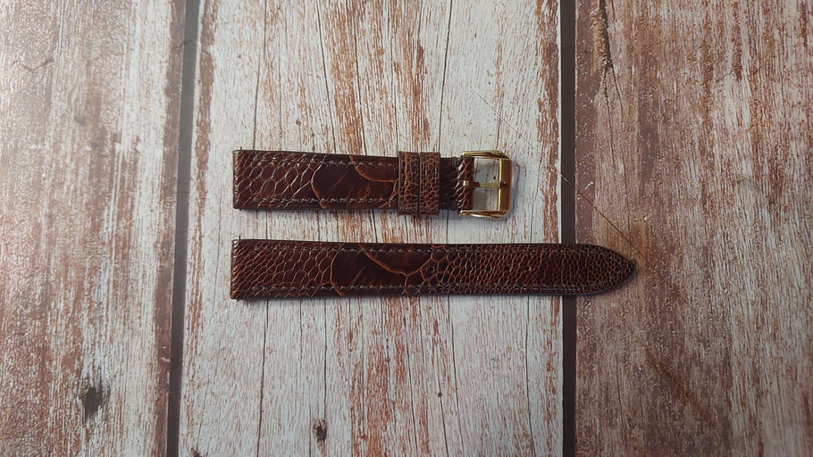 Dark Brown Full Grain Ostrich Leg Custom Leather Strap For Patek Philippe Calatrava Watch