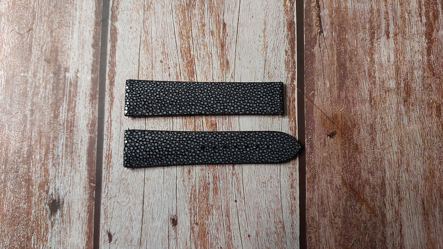Black Full Grain Stingray Custom Leather Strap
