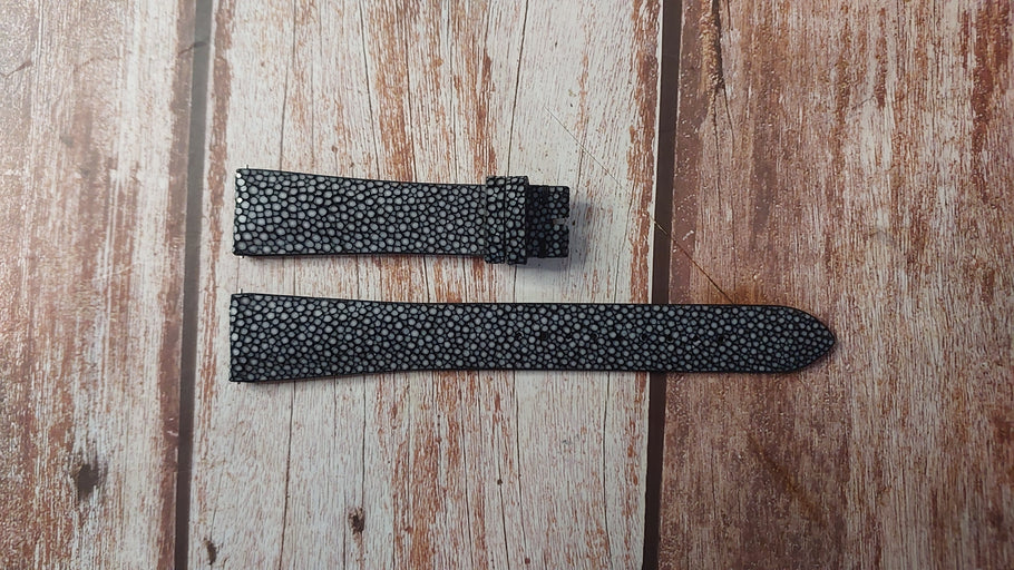 Black Full Grain Stingray Custom Leather Strap For Breguet 3810 Watch