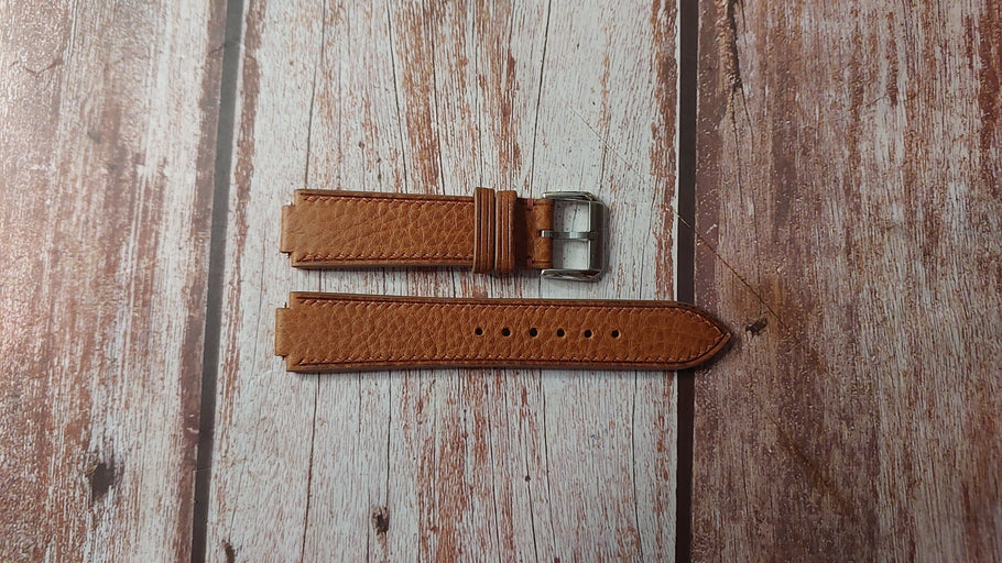 Brown Minerva Box Leather Custom Notched Strap For Seiko v701-5j00 Watch