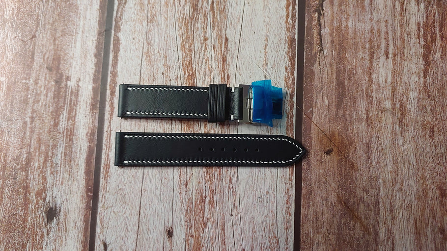 Black Swift Custom Leather Strap For Rolex GMT Watch