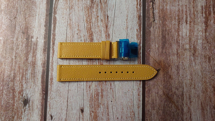 Yellow Alran Goat Custom Leather Strap For Gerald Genta Mickey Mouse Watch