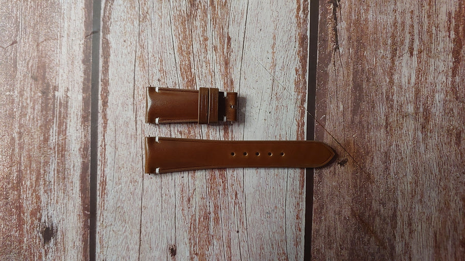 Cognac Shell Cordovan Custom Leather Strap For Lange 1 101.039 Watch