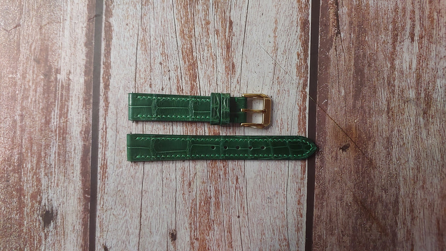 Green Full Grain Crocodile Custom Leather Strap For Tiffany Watch