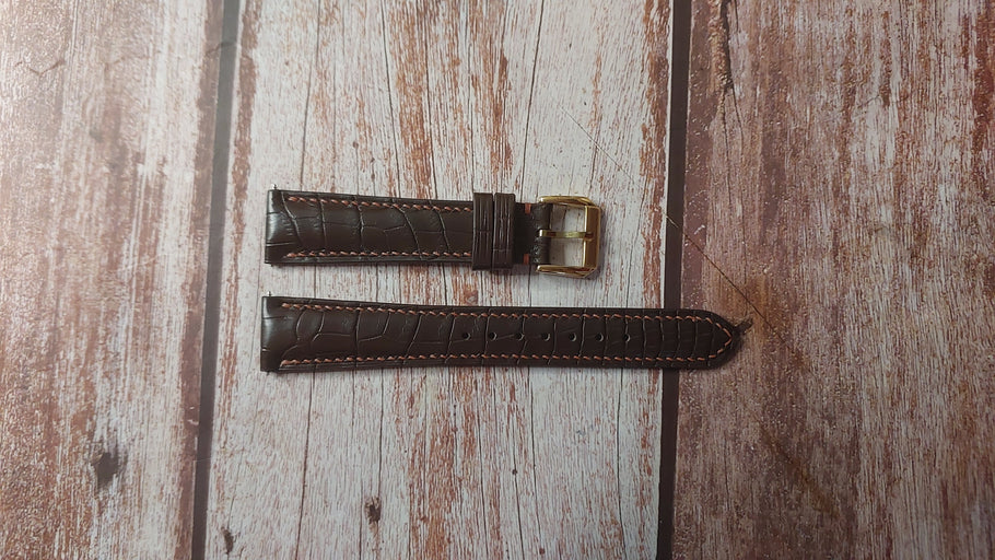 Brown Full Grain Crocodile Custom Leather Strap For Zenith El Primero Watch