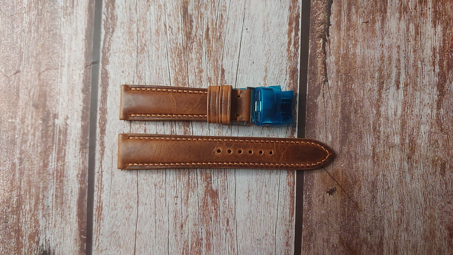 Cognac Badalassi Wax Custom Leather Strap For Sinn U50 Watch