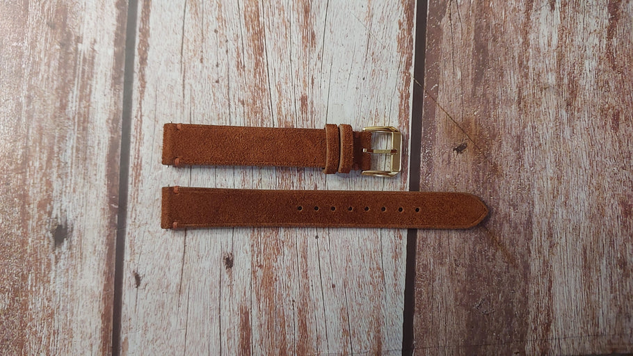 Dark Brown Suede Leather Strap For Vintage Bulova Watch