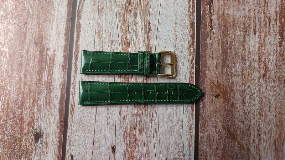 Green Full Grain Crocodile Custom Leather Strap For DuBois 1785-tous terrains Watch