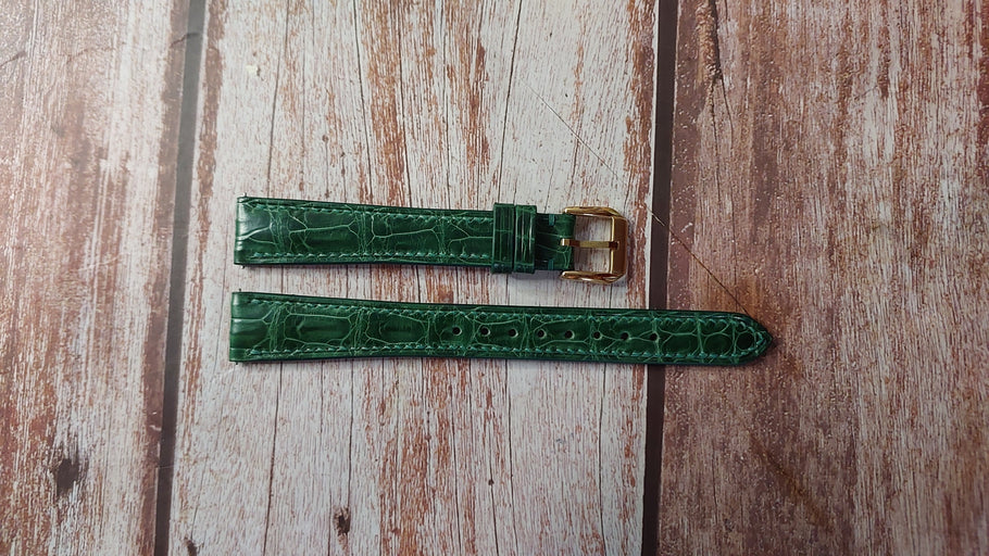 Green Full Grain Crocodile Custom Leather Strap