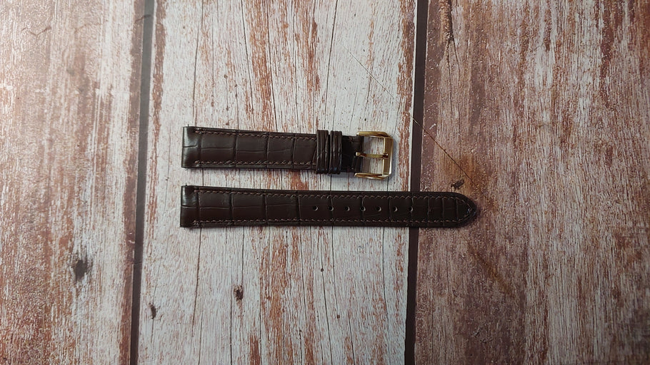 Brown Full Grain Crocodile Custom Leather Strap For 1950's-60's Girard Perregaux Watch