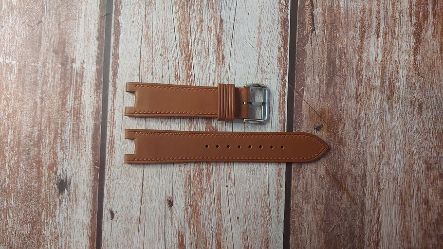 Brown Barenia Leather Custom Notched Strap For Tag Heuer Link Calibre 36 Watch